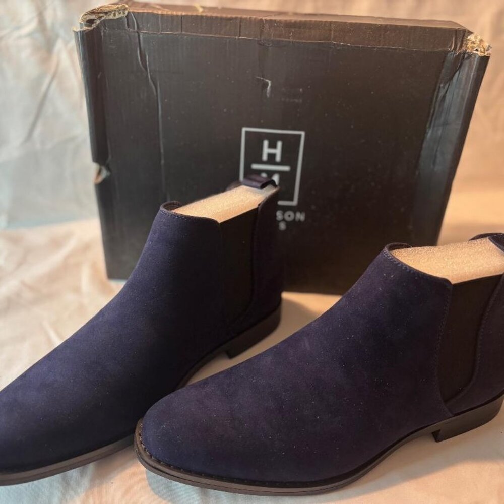 Mens Harrison Myles Chelsea Suede Slip-On Boots Navy Sz 10  Style B-1852  NIB